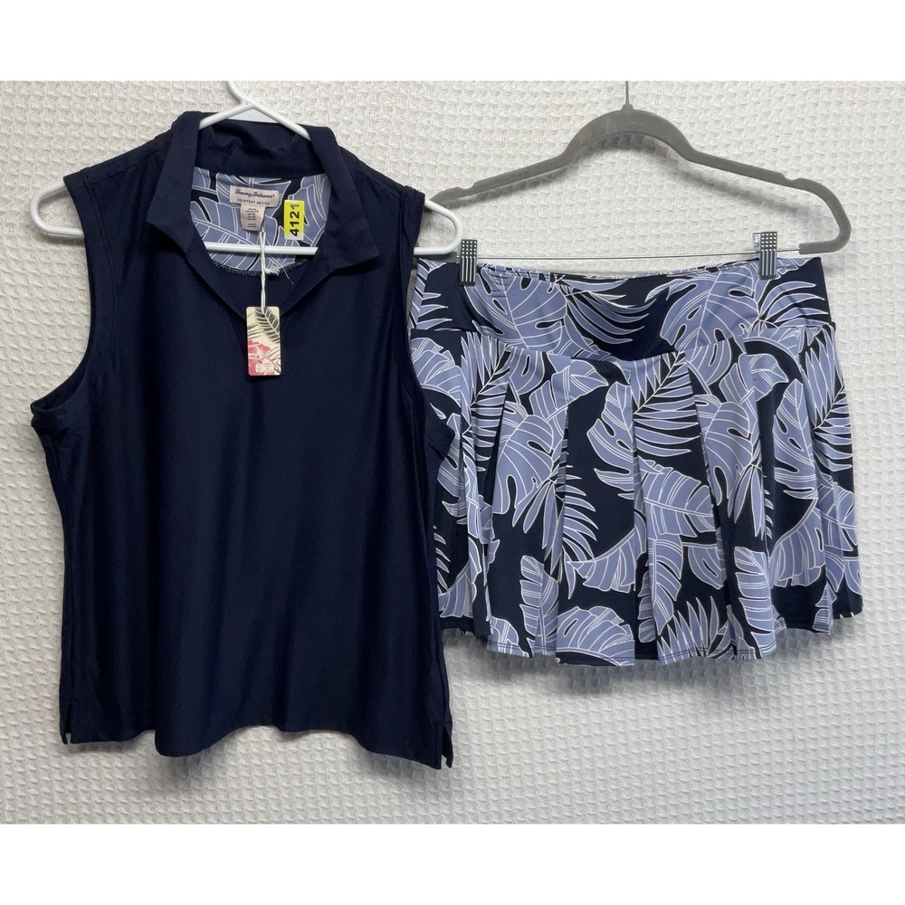 NEW Tommy Bahama Everyday Active Women's XL Navy Sleeveless Top +Skort Set Golf